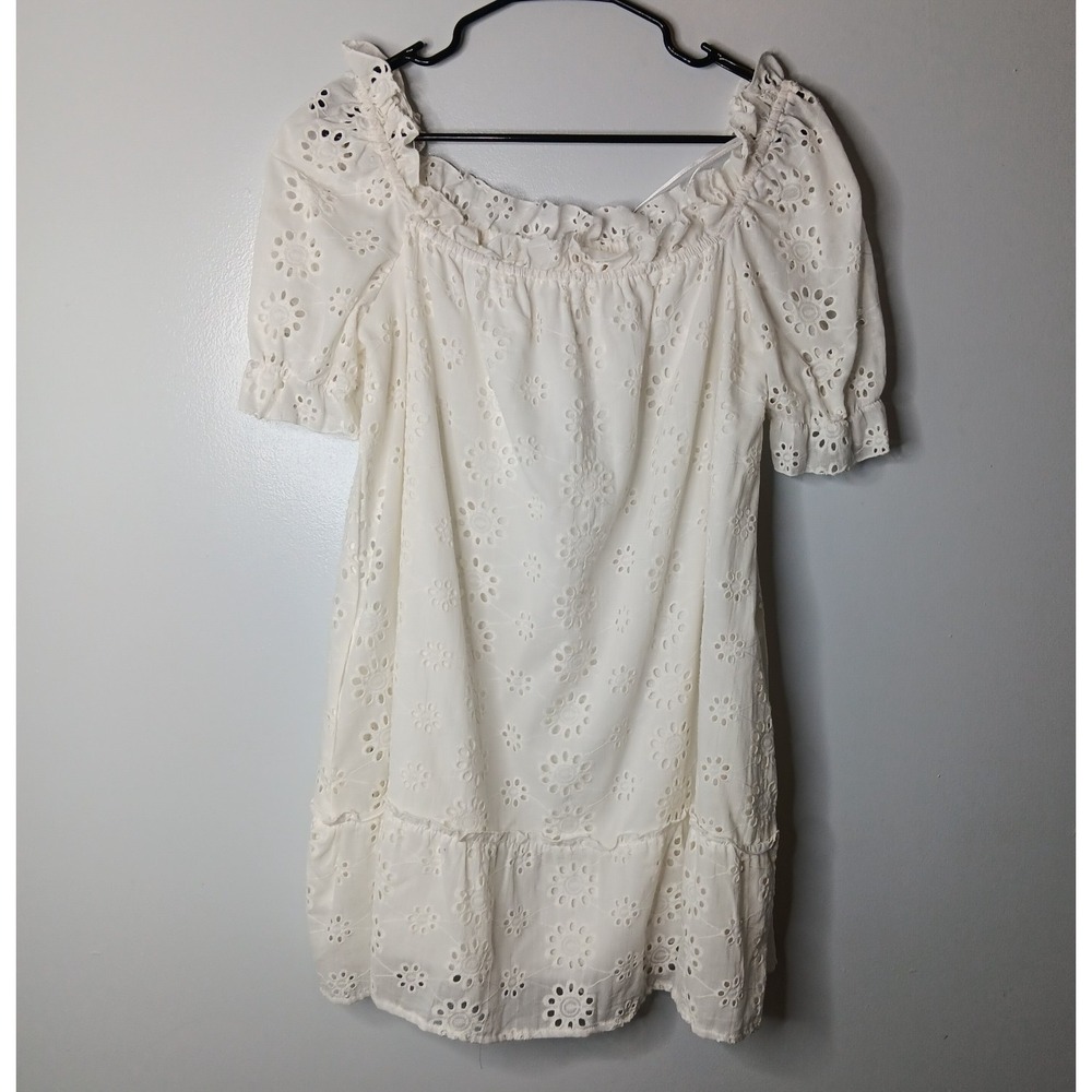Elan Eyelet Dress Womens Size L White Off-The-Shoulder Beach Resort Summer NWT